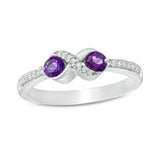 Amethyst Diamond X Ring