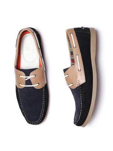 Fastalas Black & Beige Colourblocked Suede Boat Shoes